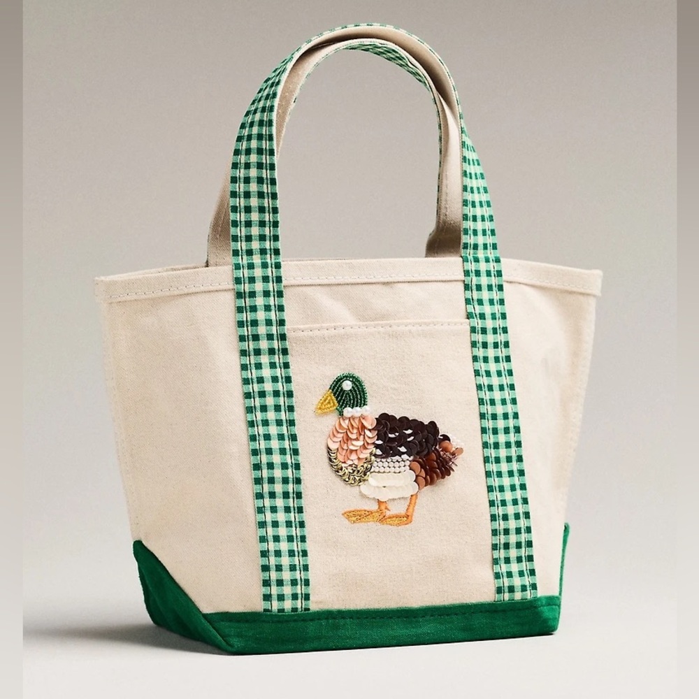 NWT The Hartley Canvas Tote Bag with Embroidered Duck Design